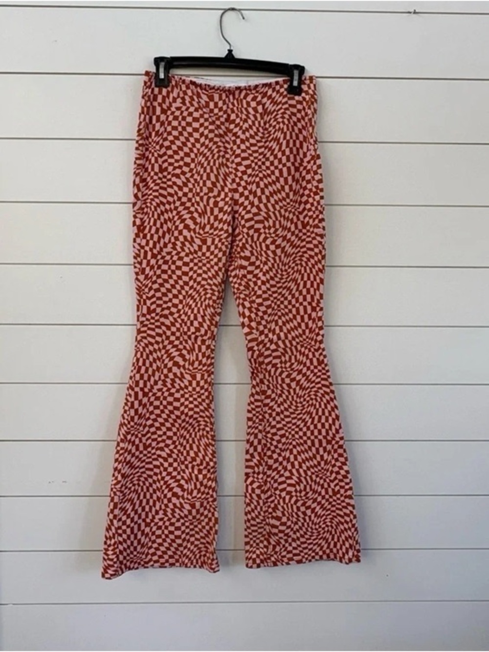 Red Patterned Flare Pants